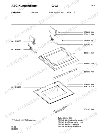 Взрыв-схема плиты (духовки) Aeg 500V-W S 400V - Схема узла Section3